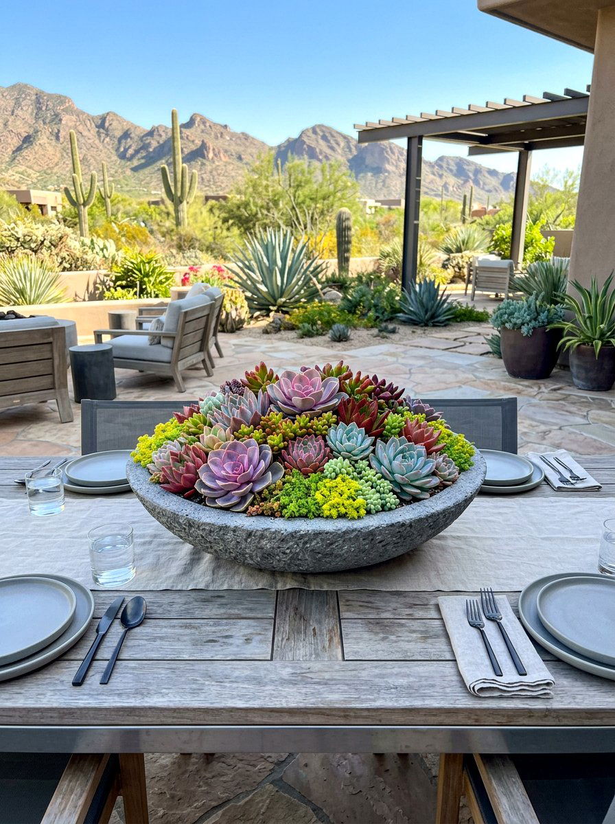 Succulent Bowl Arrangements - 30 modern container garden ideas