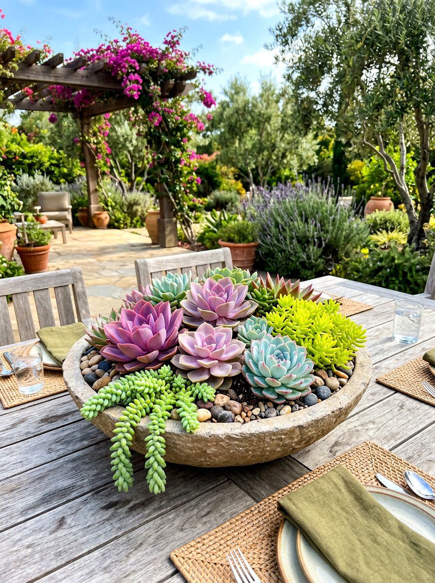 Succulent Bowl Garden - 30 summer container garden ideas