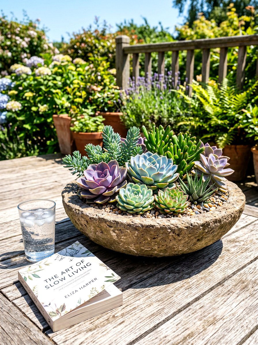 Succulent Container Arrangement - 30 patio container garden ideas