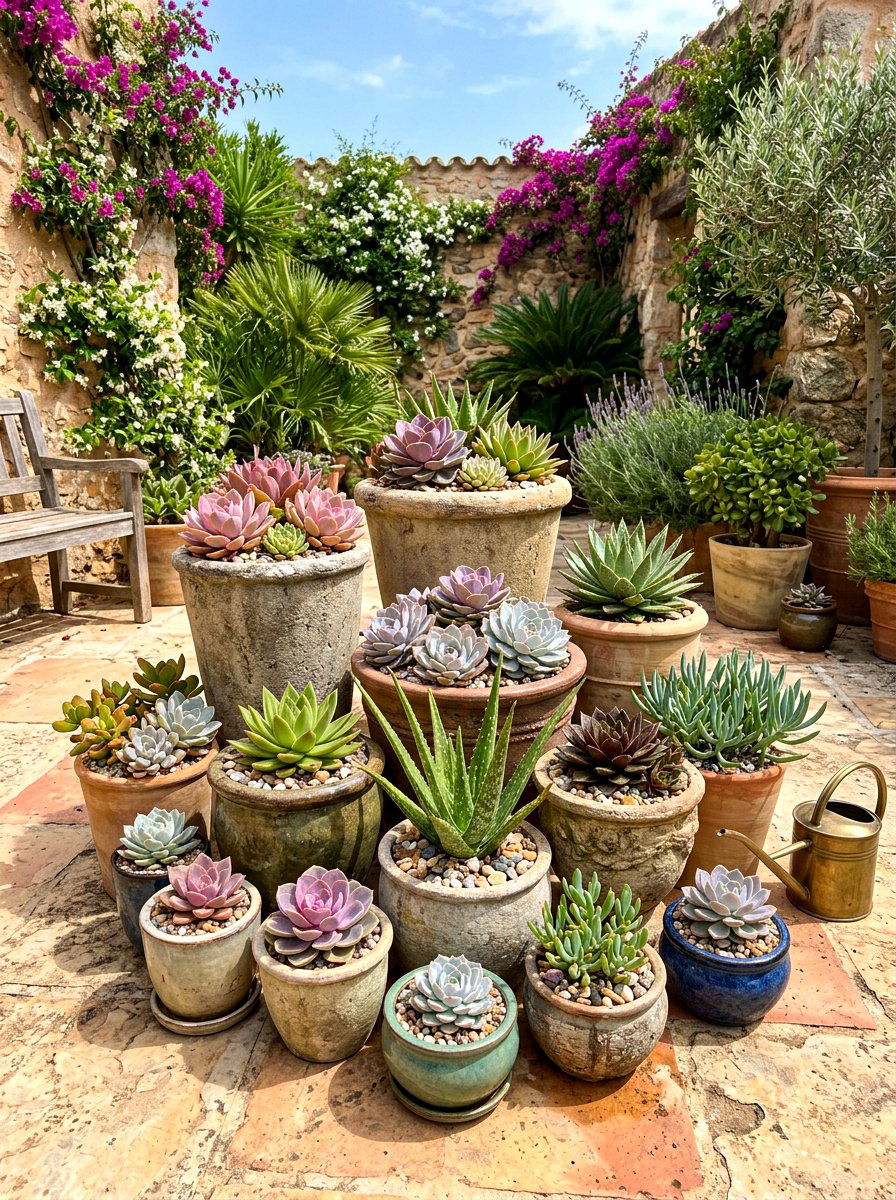 Succulent Container Garden - 30 desert patio ideas