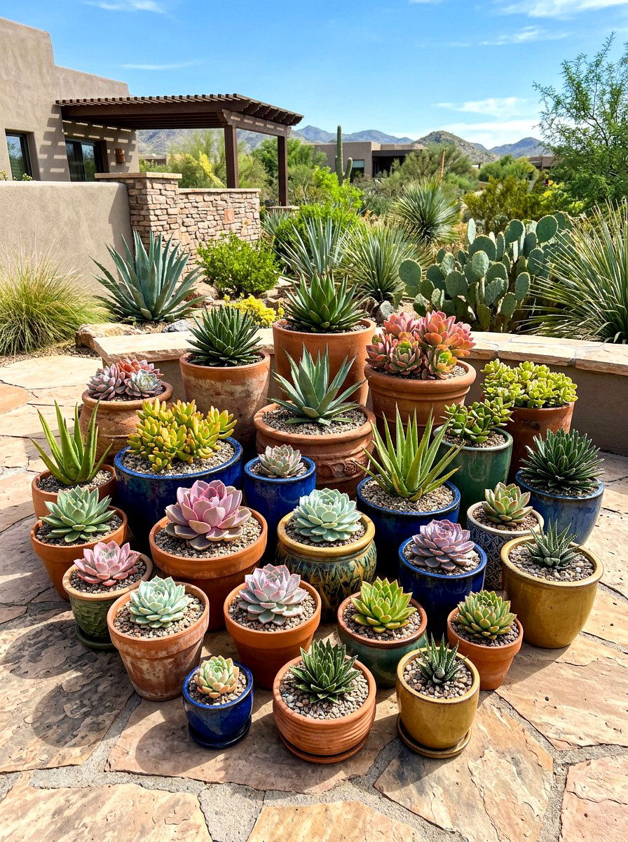 Succulent Container - 30 low maintenance patio garden ideas