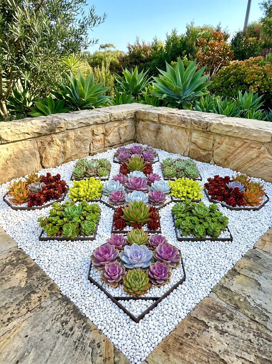 Succulent Corner Garden Display - 30 corner garden ideas