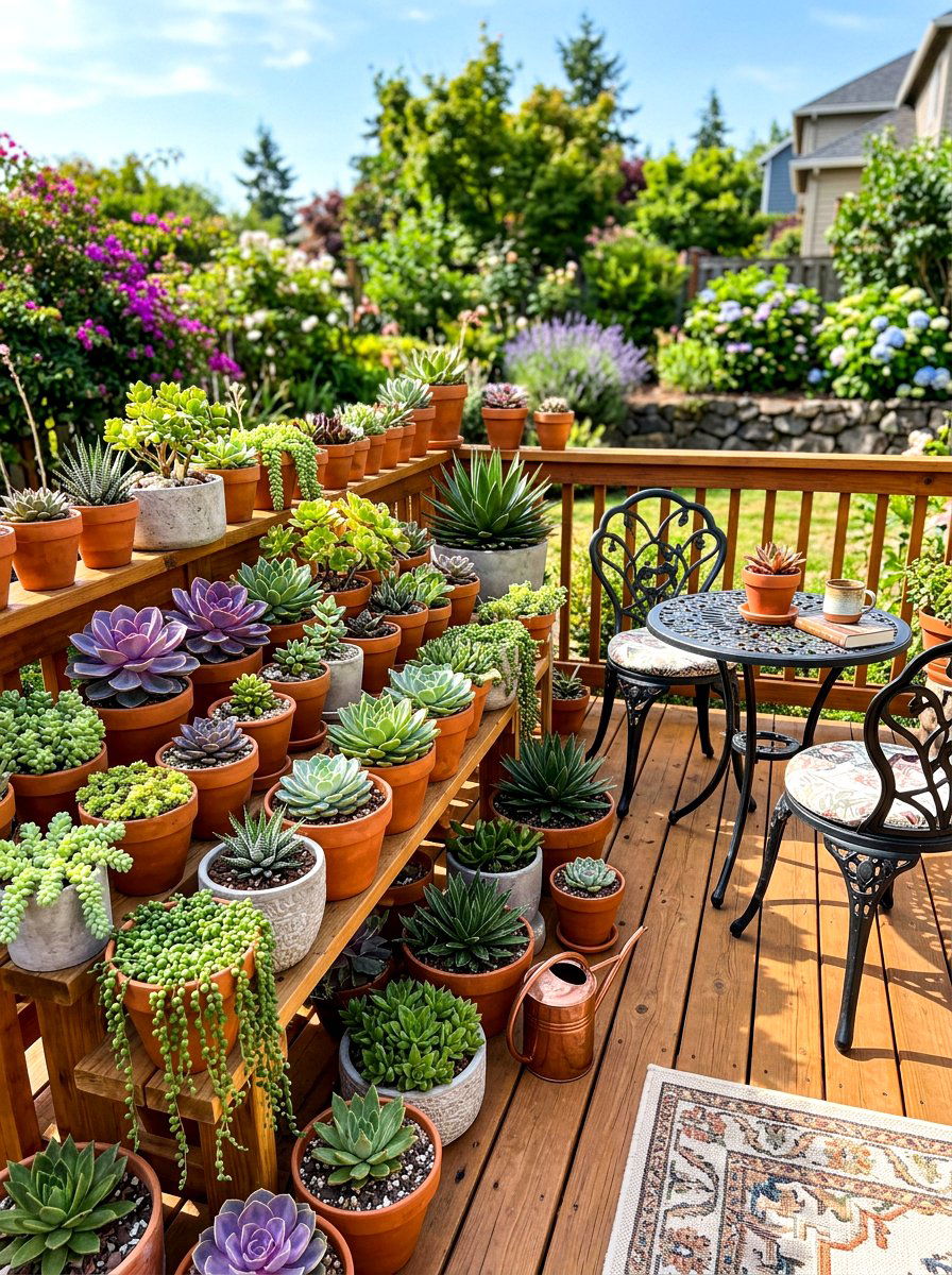Succulent Deck - 30 desert color decor ideas
