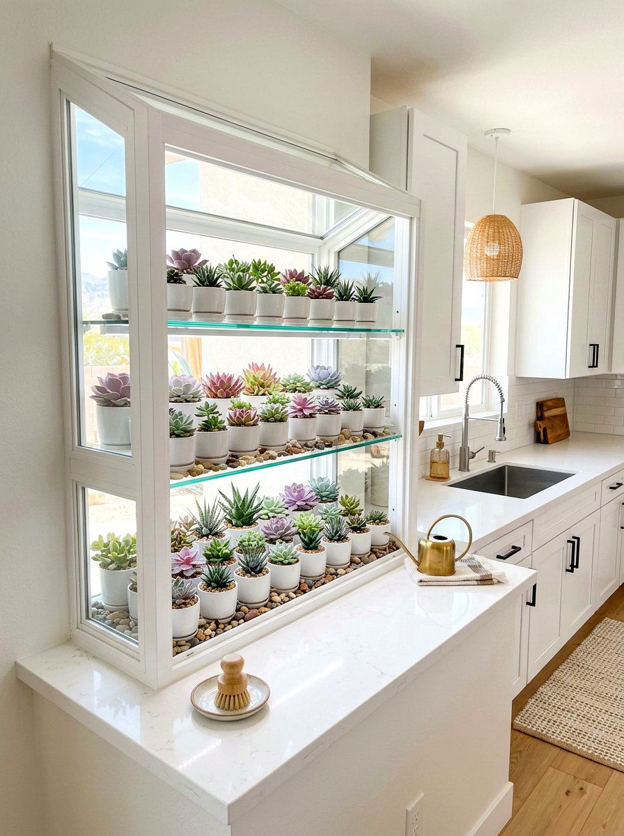 Succulent Display Garden Window - 30 greenhouse window kitchen ideas
