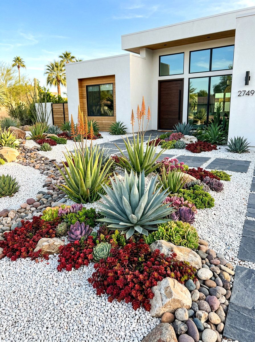 Succulent Front Yard - 30 xeriscape front yard ideas