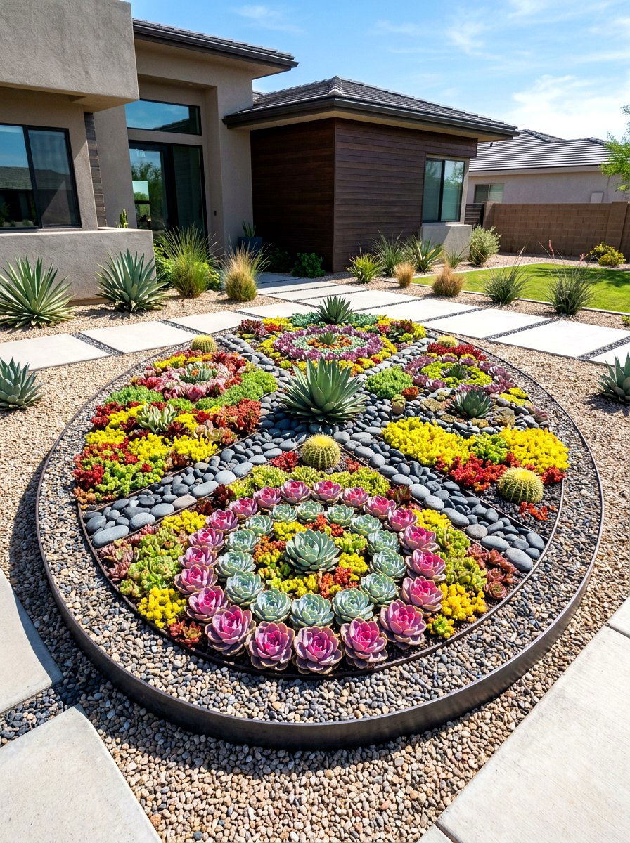 Succulent Front Yard Island Bed - 30 front yard island bed ideas