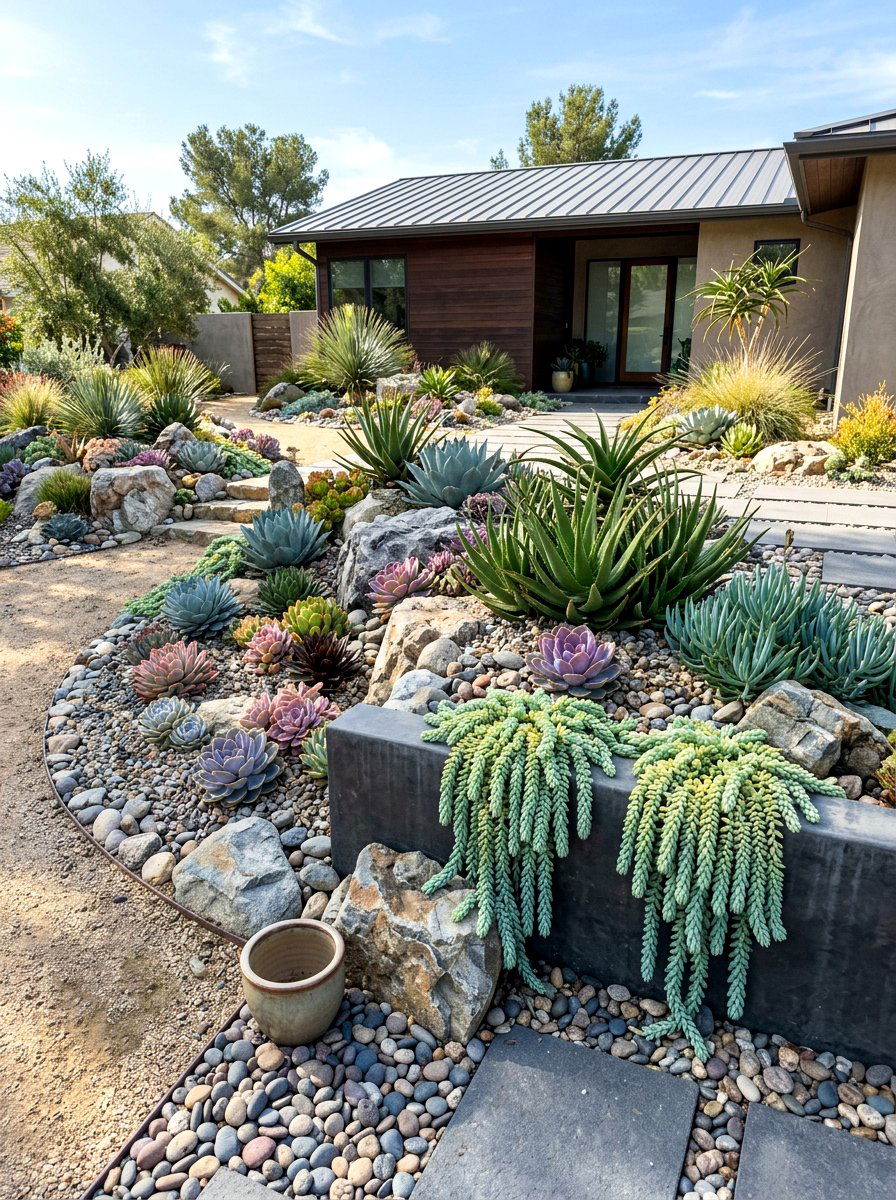 Succulent Garden - 30 low maintenance landscaping ideas