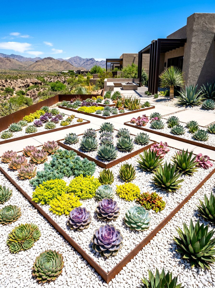Succulent Garden - 30 low maintenance backyard landscaping ideas