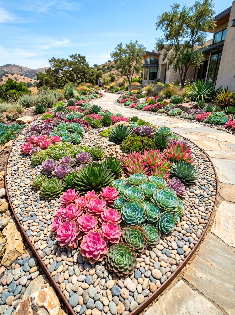 Succulent Garden - 30 front yard flower bed ideas