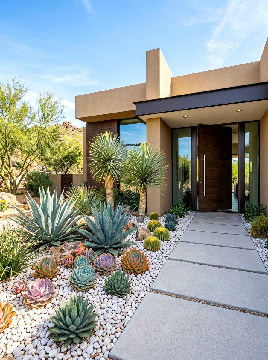 Succulent Garden - 30 house entrance landscaping ideas