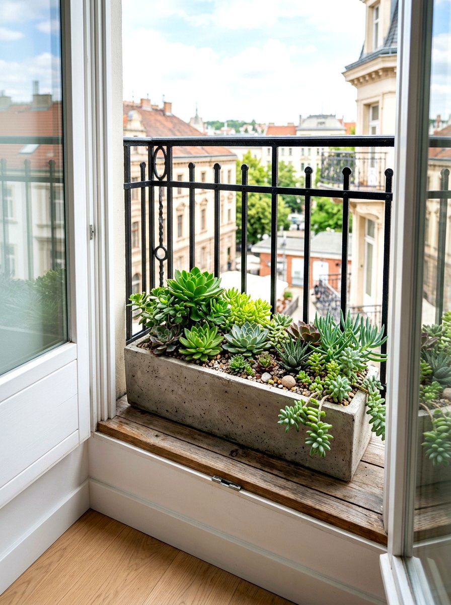 Succulent Garden - 30 Juliet balcony decor ideas