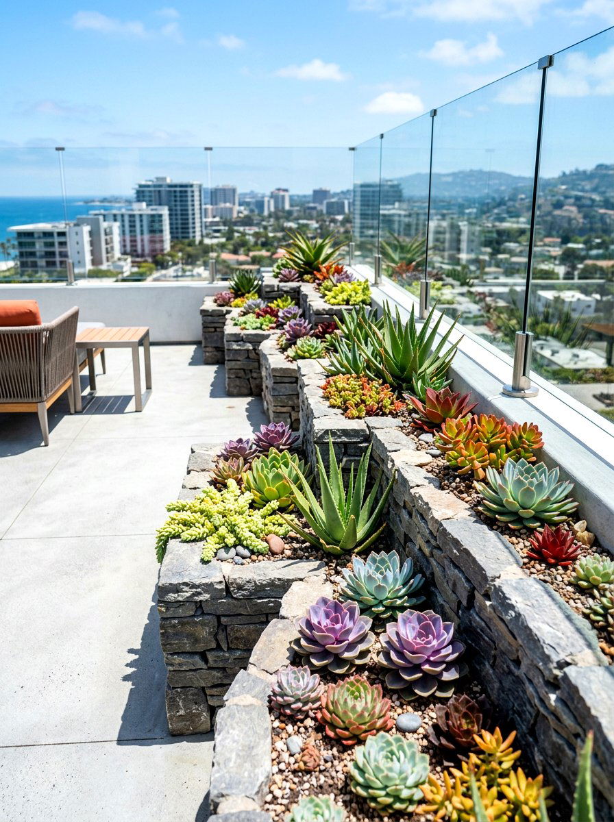Succulent Garden Arrangement - 30 small terrace garden ideas