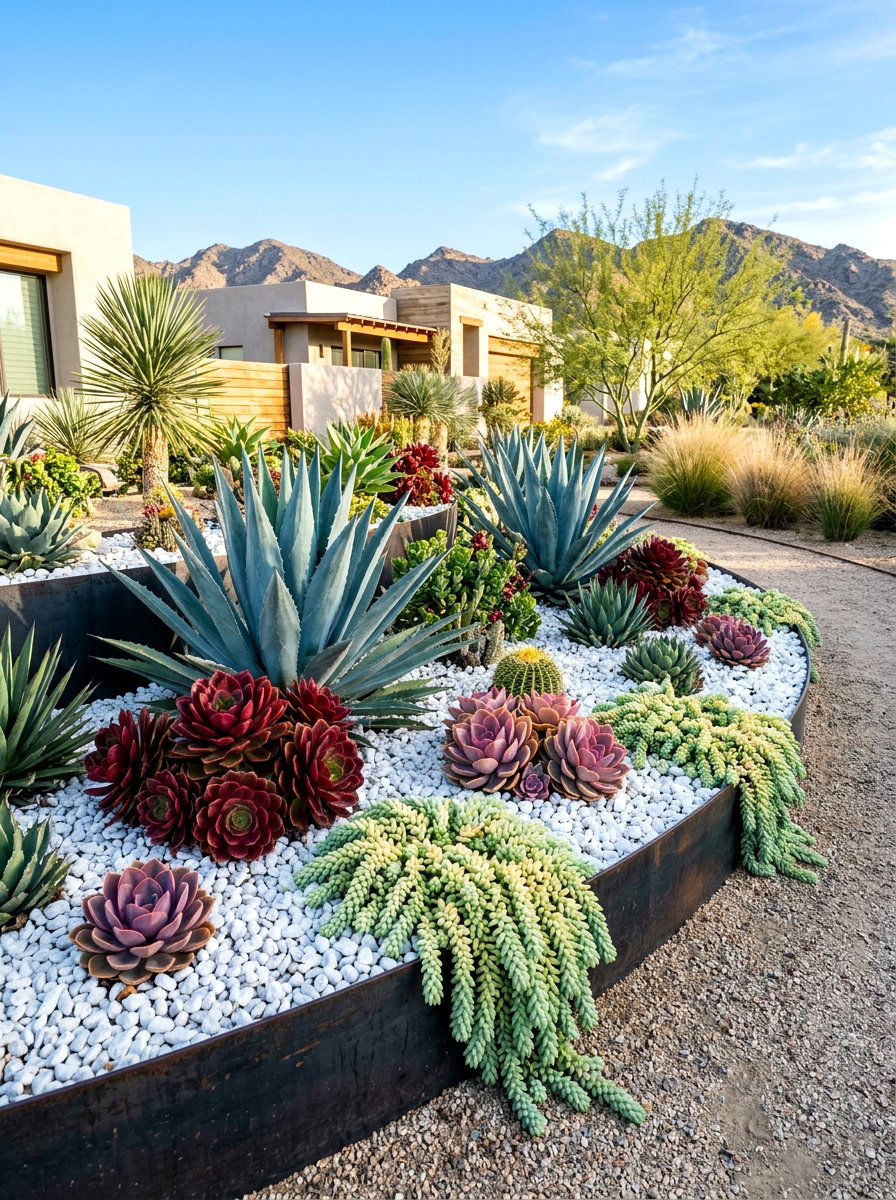 Succulent Garden Bed - 30 drought tolerant landscaping ideas