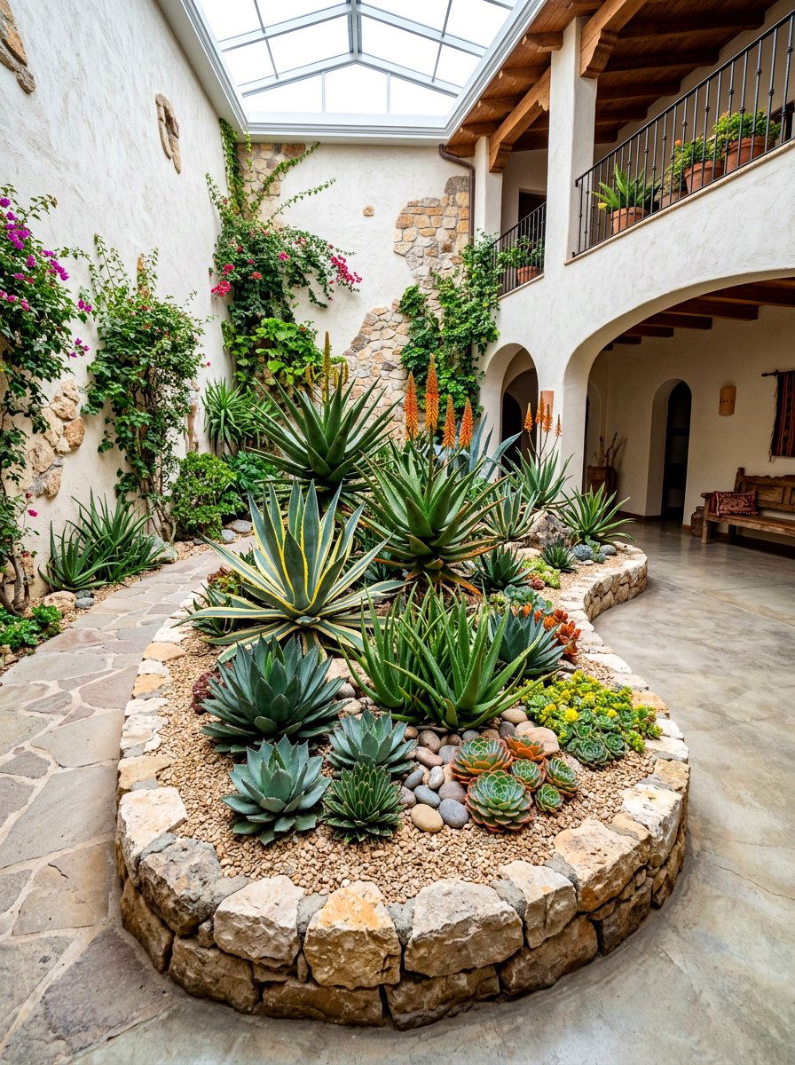 Succulent Garden Bed - 30 Spanish courtyard ideas