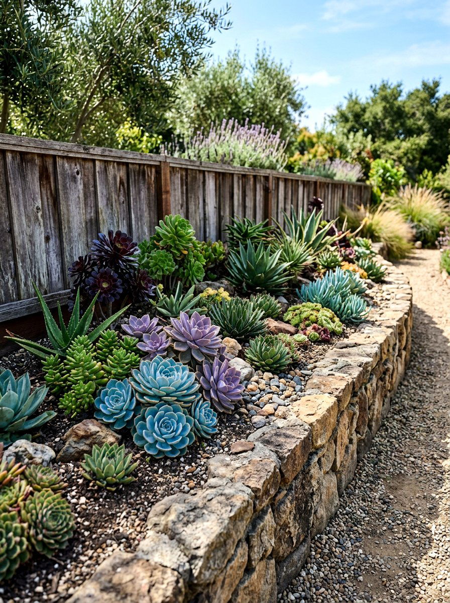 Succulent Garden Bed - 30 California casual patio ideas