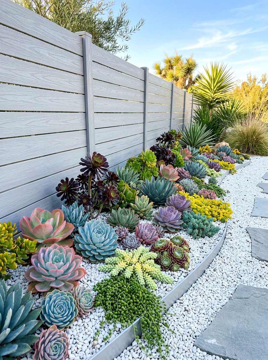 Succulent Garden Border - 30 fence border ideas