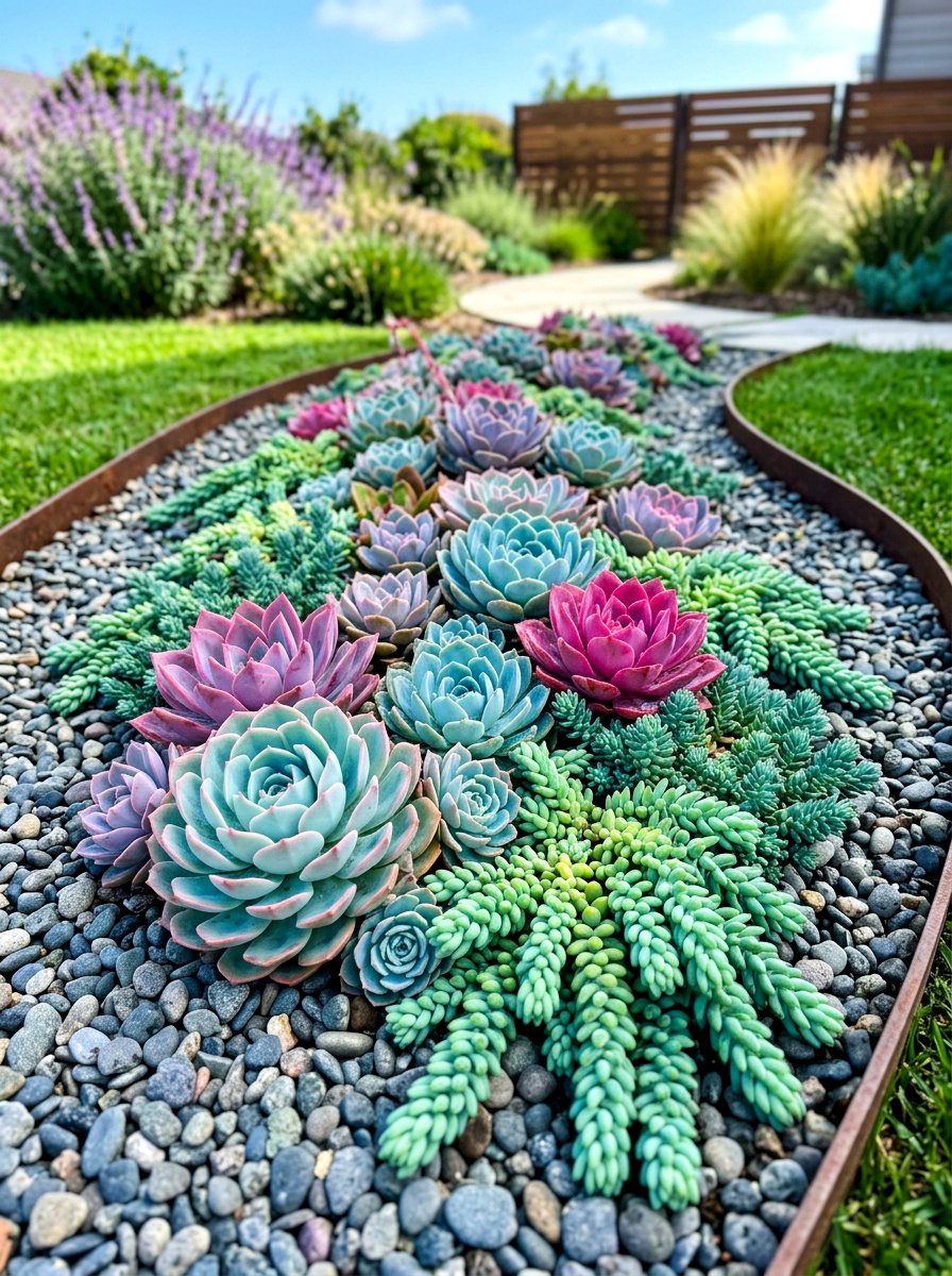 Succulent Garden Border - 30 front yard border ideas