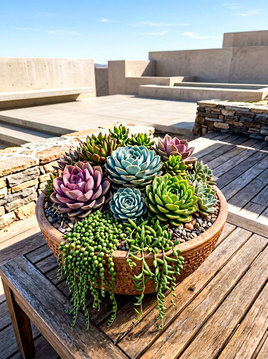 Succulent Garden Bowl - 30 outdoor planter ideas