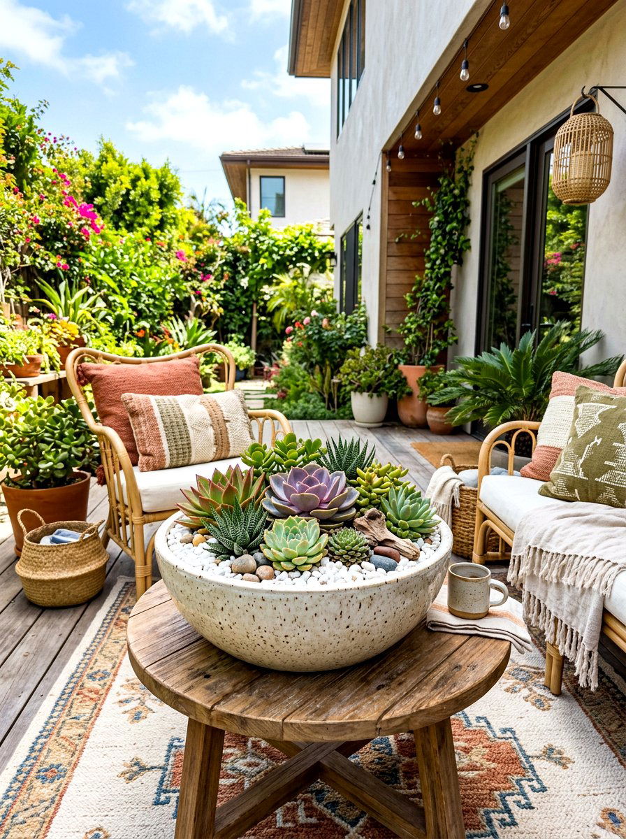 Succulent Garden Bowl - 30 small space container garden ideas