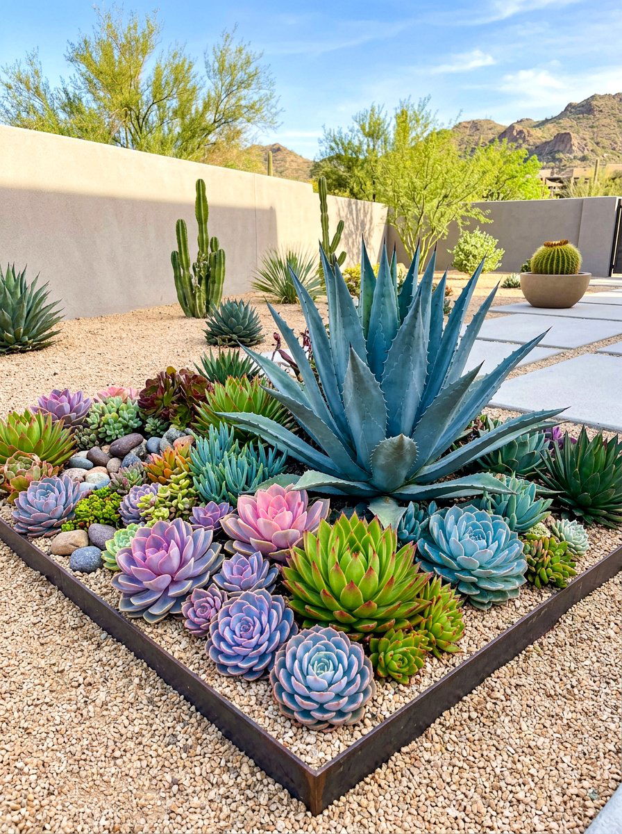 Succulent Garden Centerpiece - 30 driveway island landscaping ideas