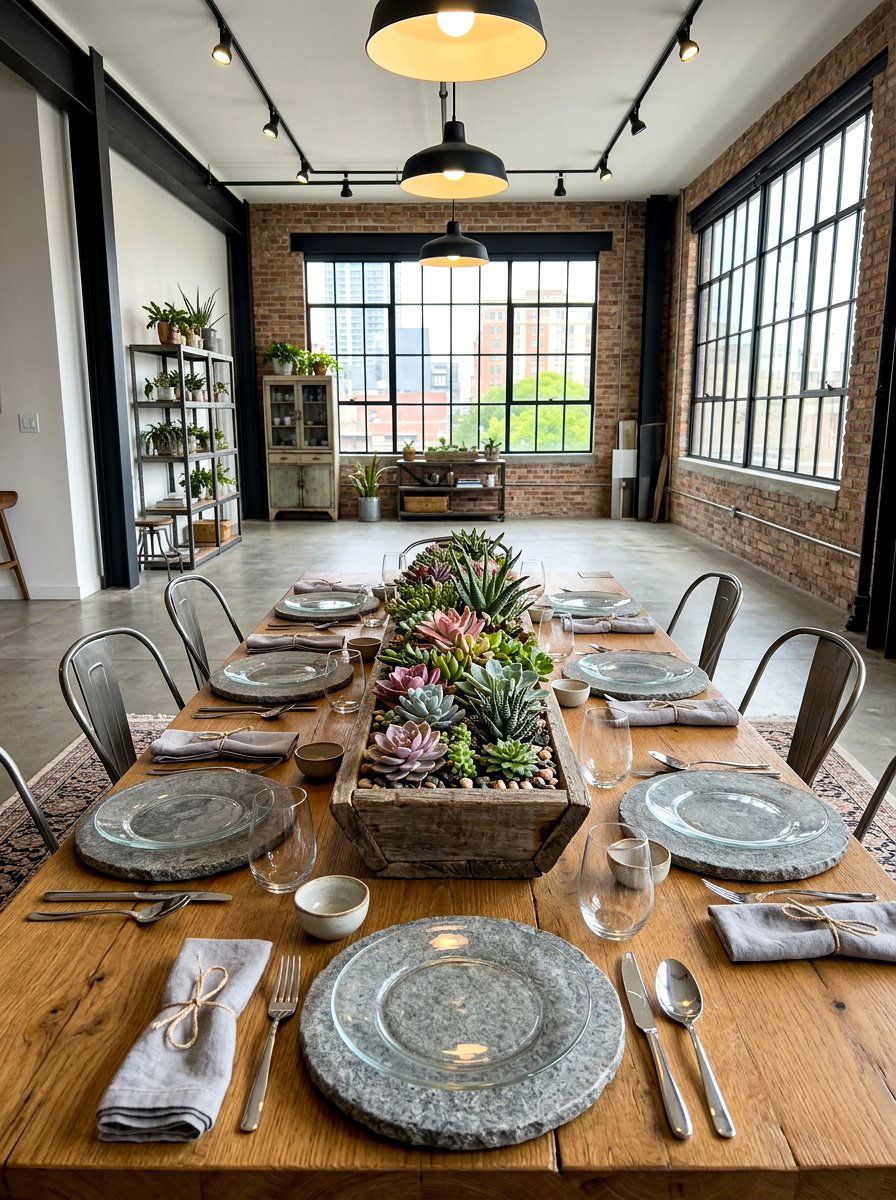 Succulent Garden Dining Table - 30 floral tablescape ideas