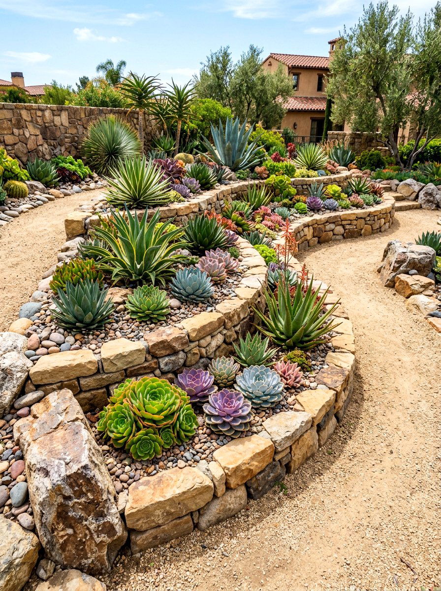 Succulent Garden Layout - 30 southwestern backyard ideas