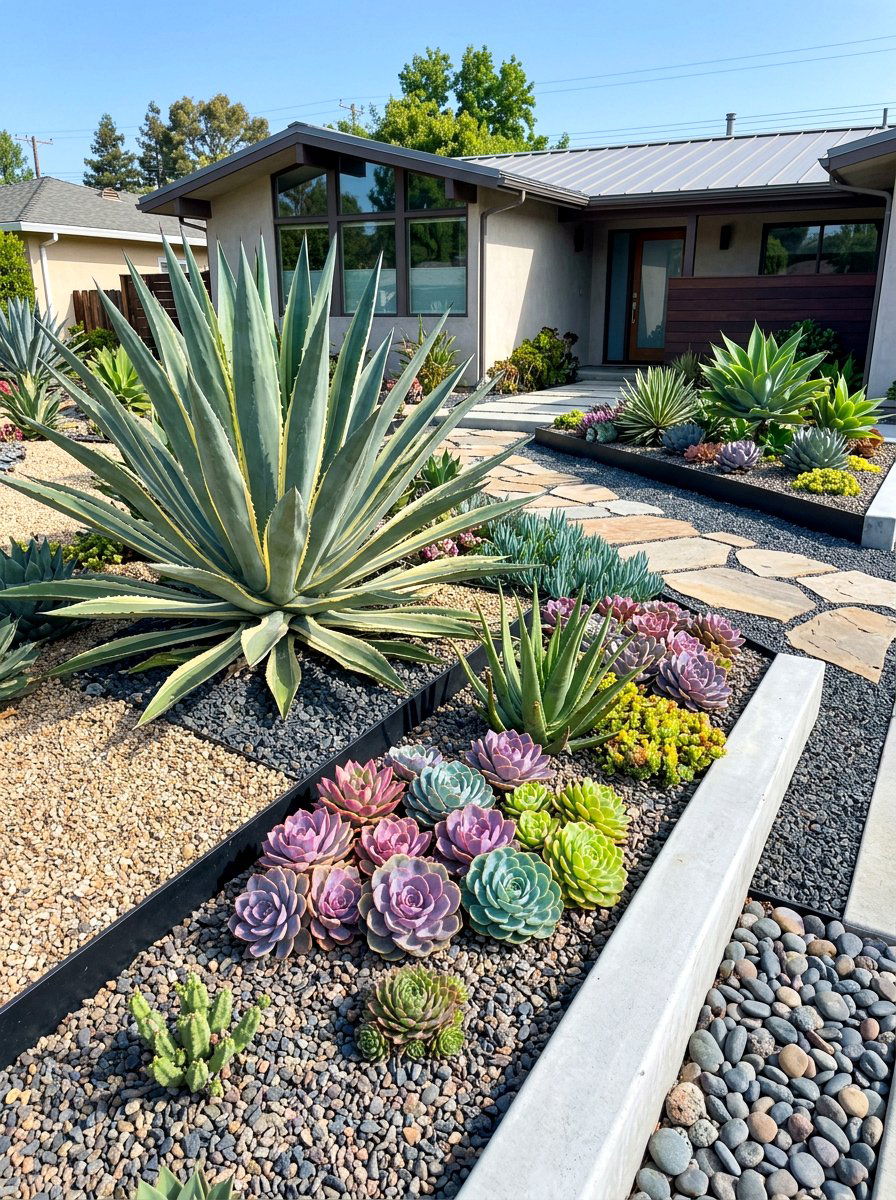 Succulent Garden - 30 asymmetrical front yard landscaping ideas