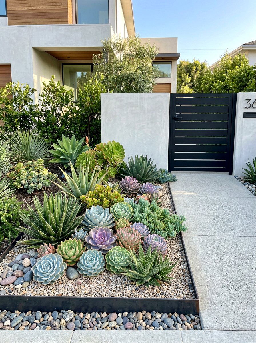 Succulent Gate Bed - 30 front gate flower bed ideas