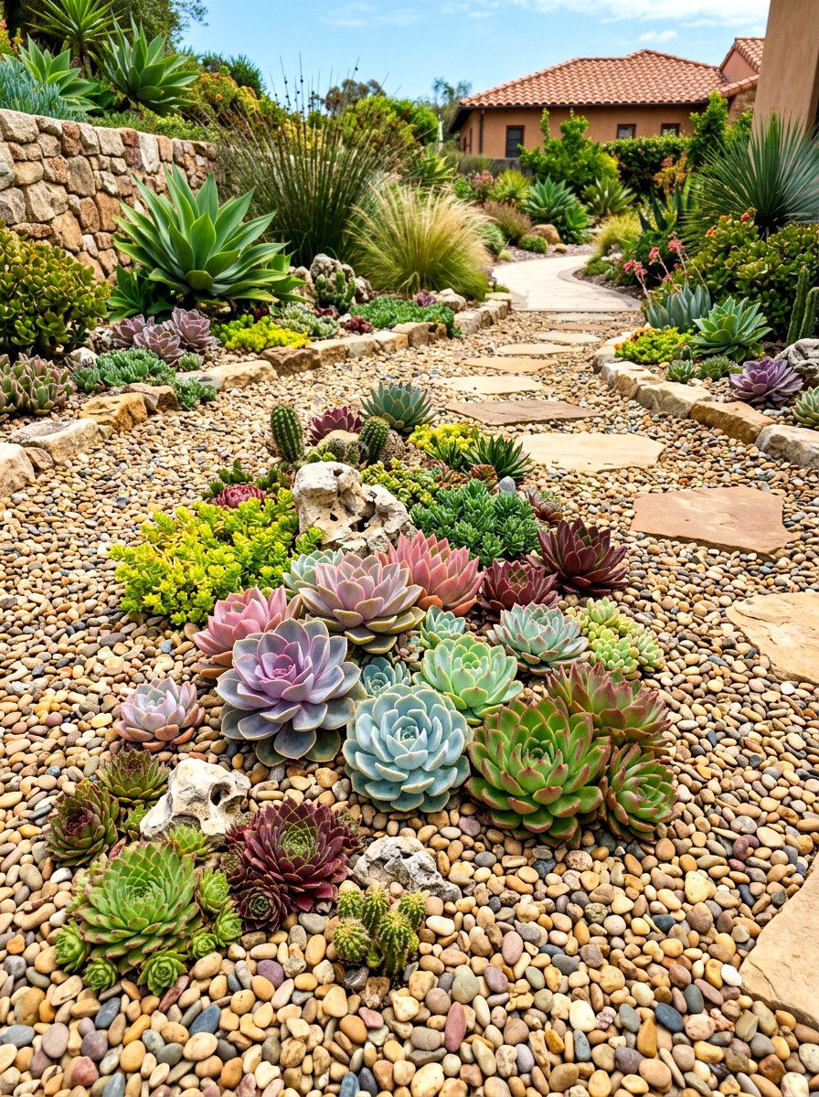 Succulent Gravel Garden - 30 gravel garden ideas
