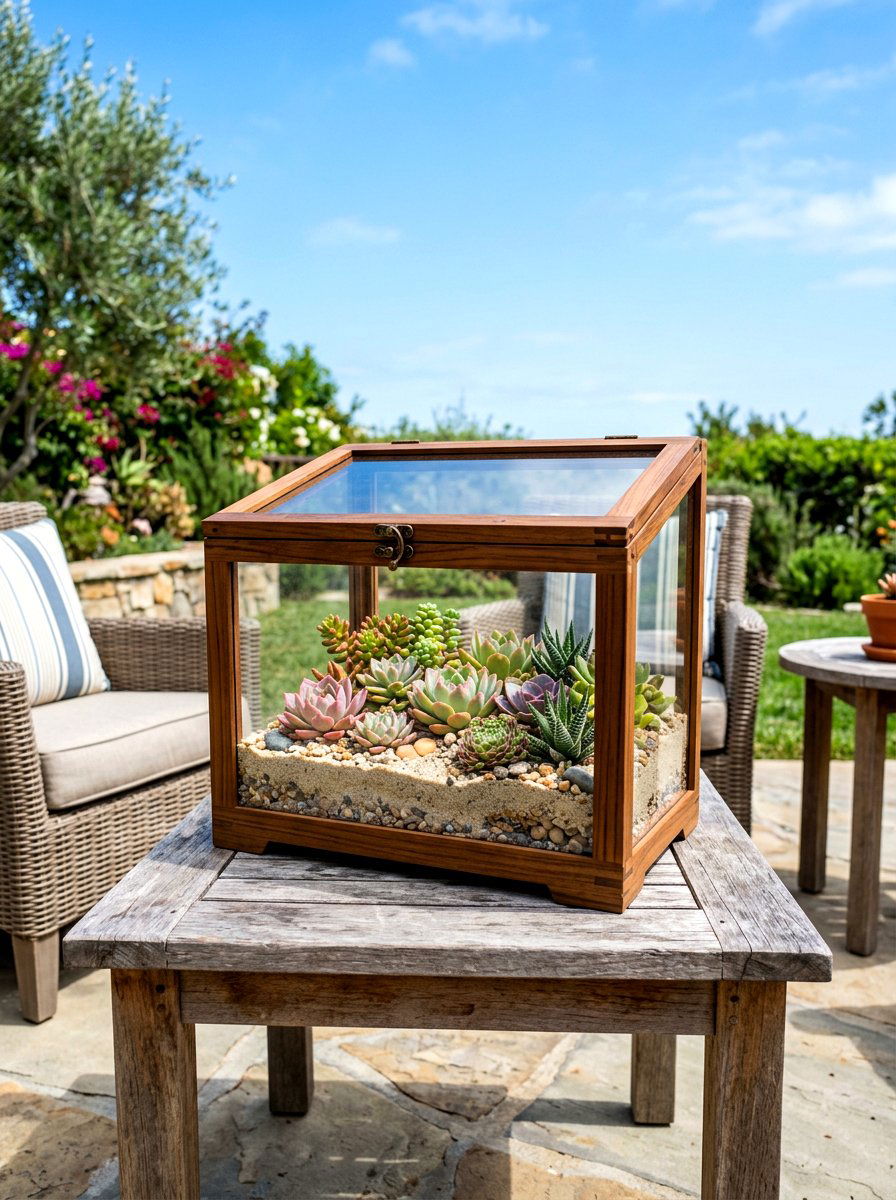 Succulent Greenhouse Box - 30 mini greenhouse ideas