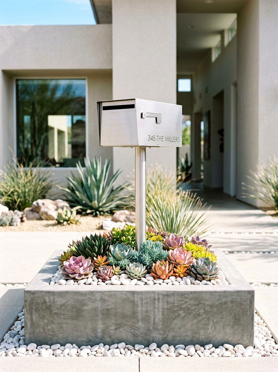 Succulent Mailbox Base - 30 mailbox landscaping ideas