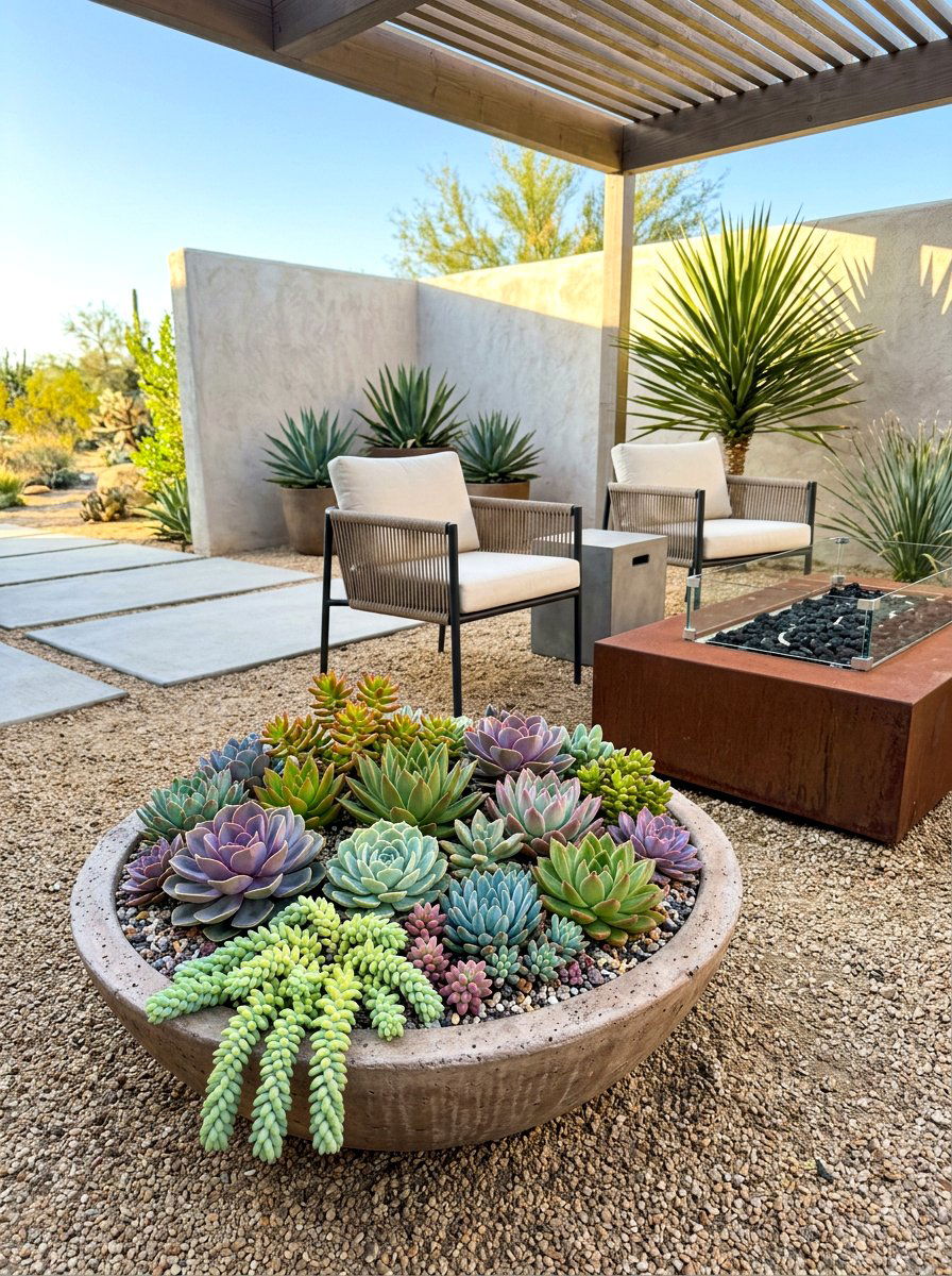 Succulent Patio Garden - 30 patio plant ideas
