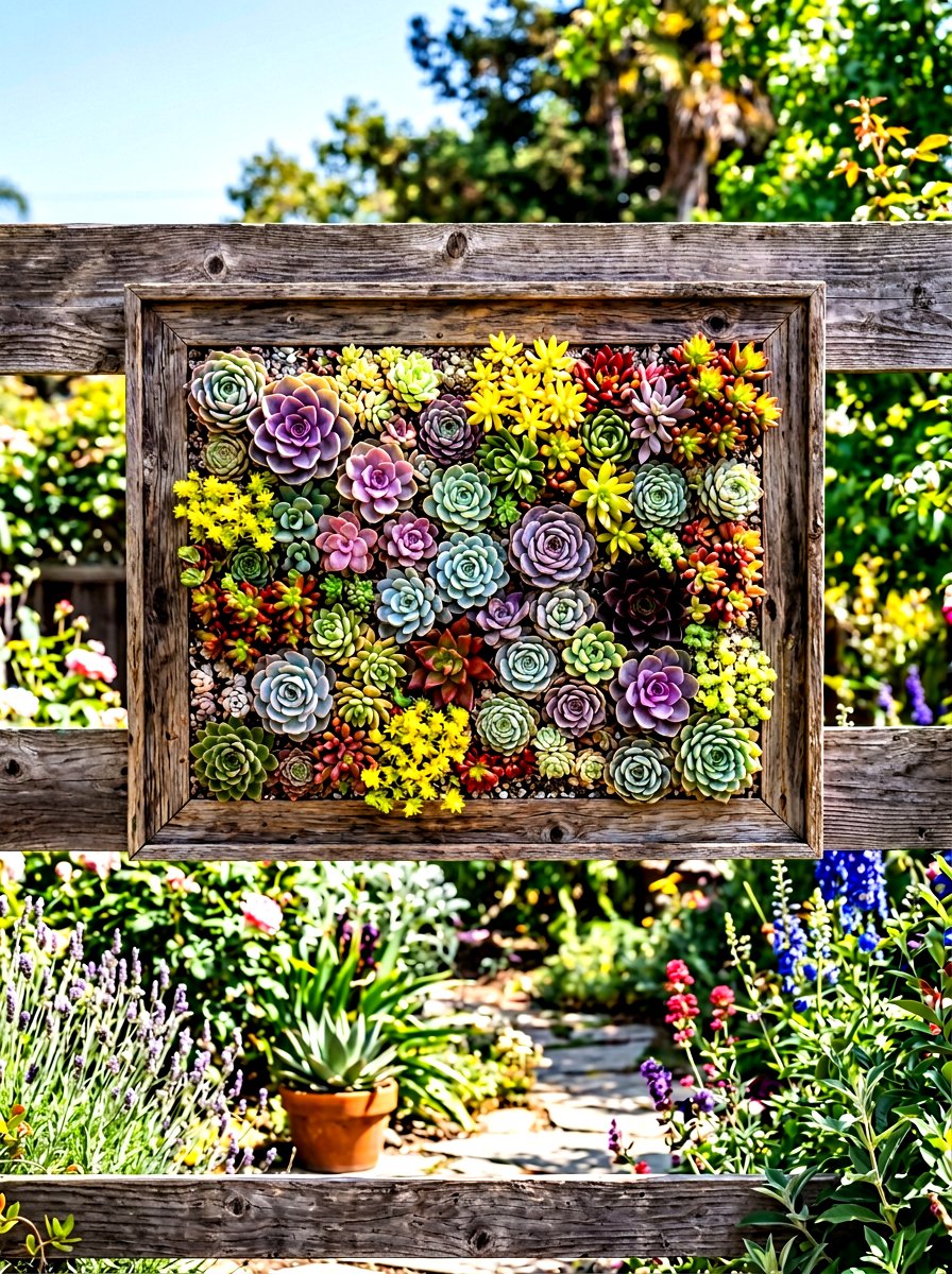 Succulent Picture Frame - 30 fence planter ideas