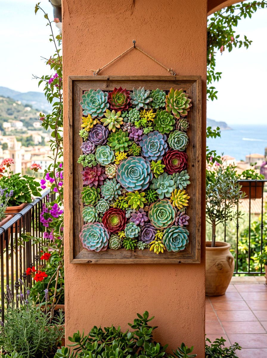 Succulent Picture Frame - 30 balcony vertical garden ideas