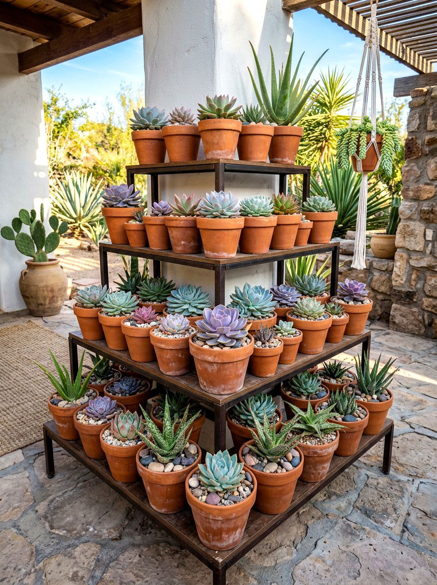 Succulent Plant Display - 30 plant corner styling ideas