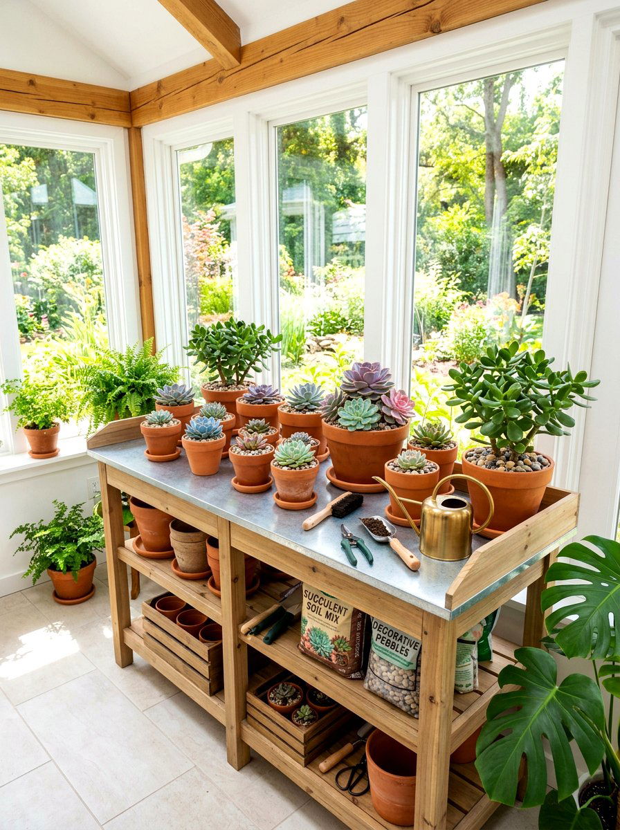Succulent Planting Station - 30 flower arranging party ideas