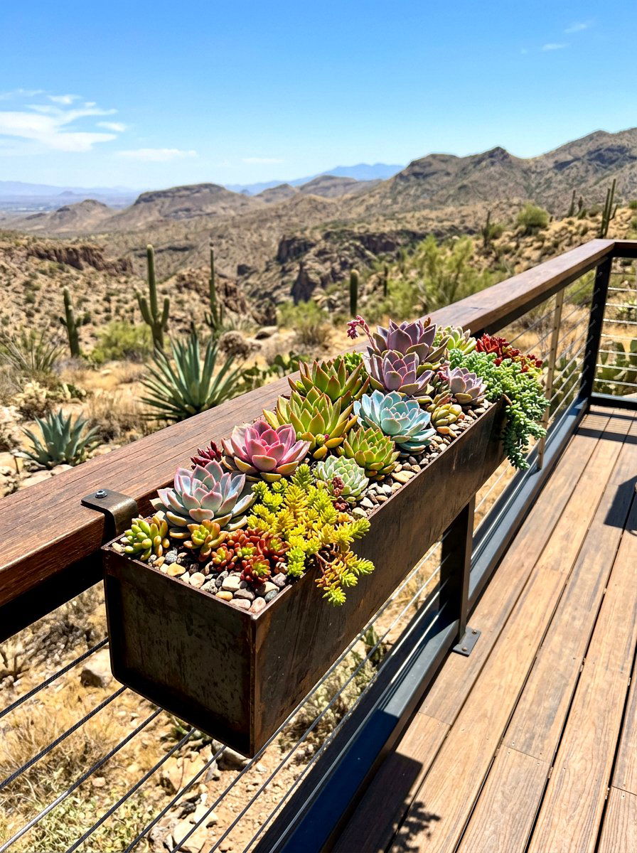 Succulent Railing Container - 30 deck railing planter ideas