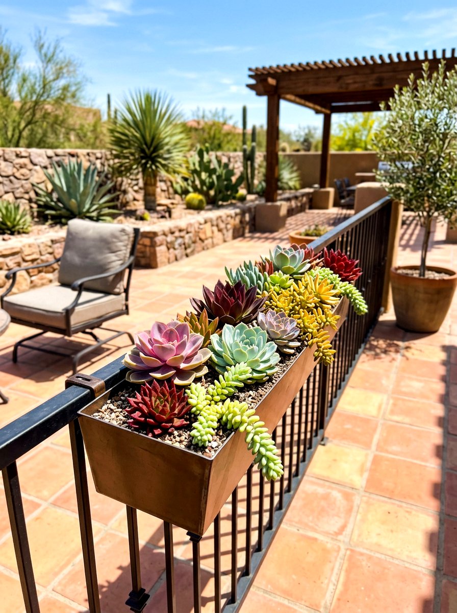 Succulent Railing Planter Box - 30 railing planter box ideas