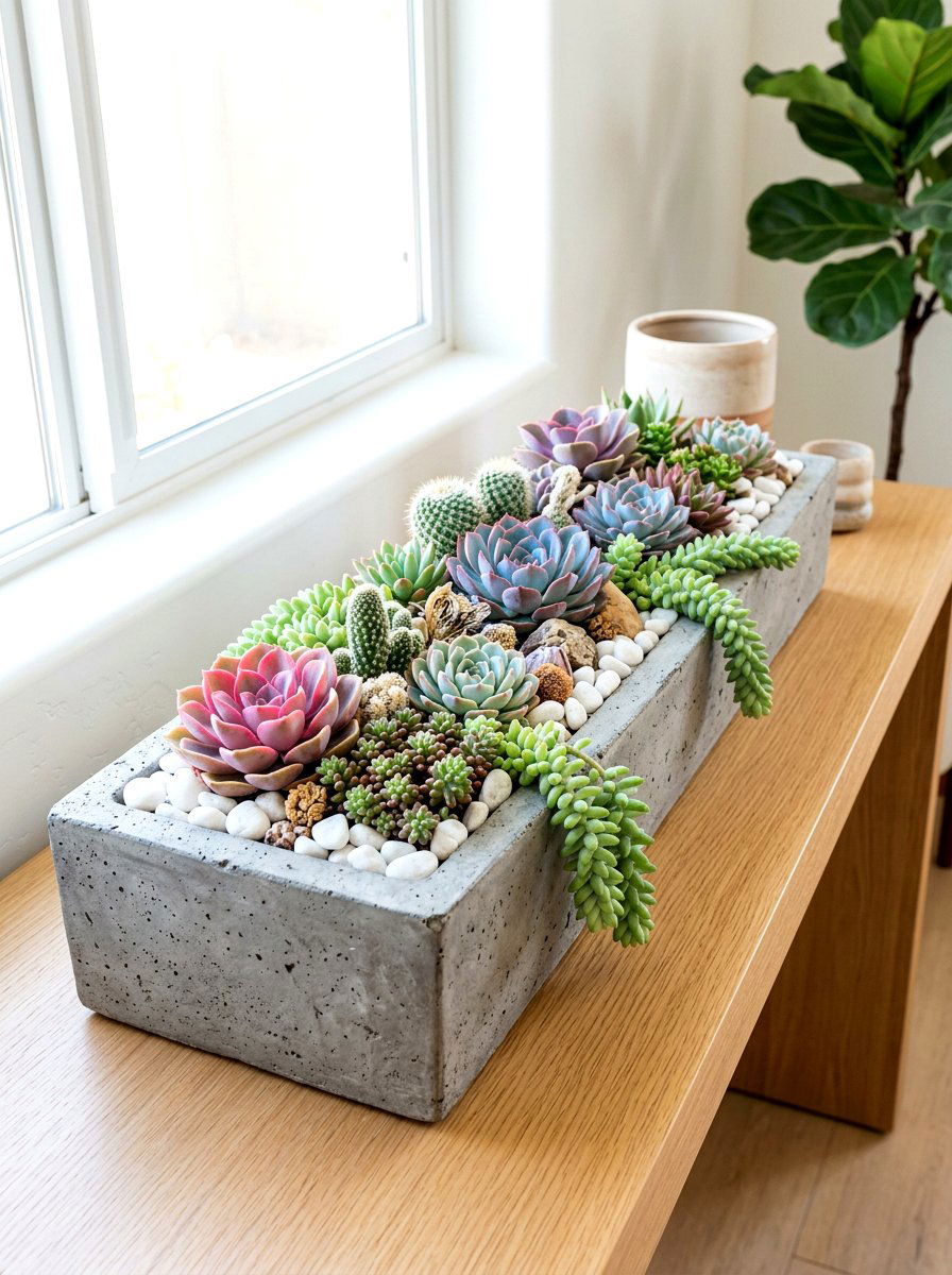 Succulent Rock Arrangement - 30 small garden ideas