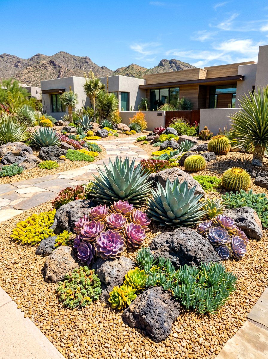 Succulent Rock Garden - 30 front yard rock garden ideas