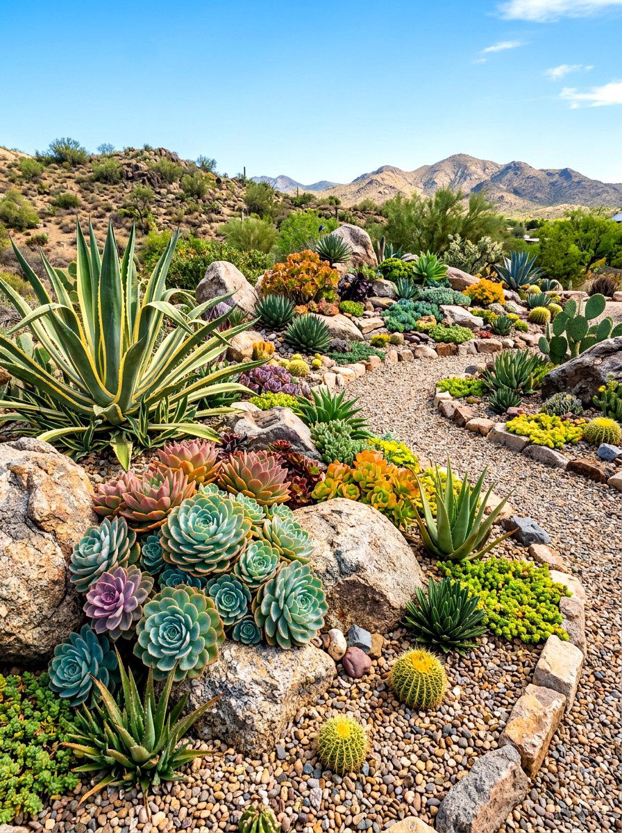 Succulent Rock Garden - 30 small backyard ideas