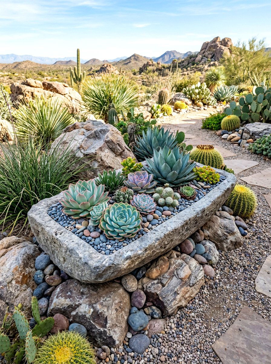 Succulent Rock Garden - 30 terrace garden ideas