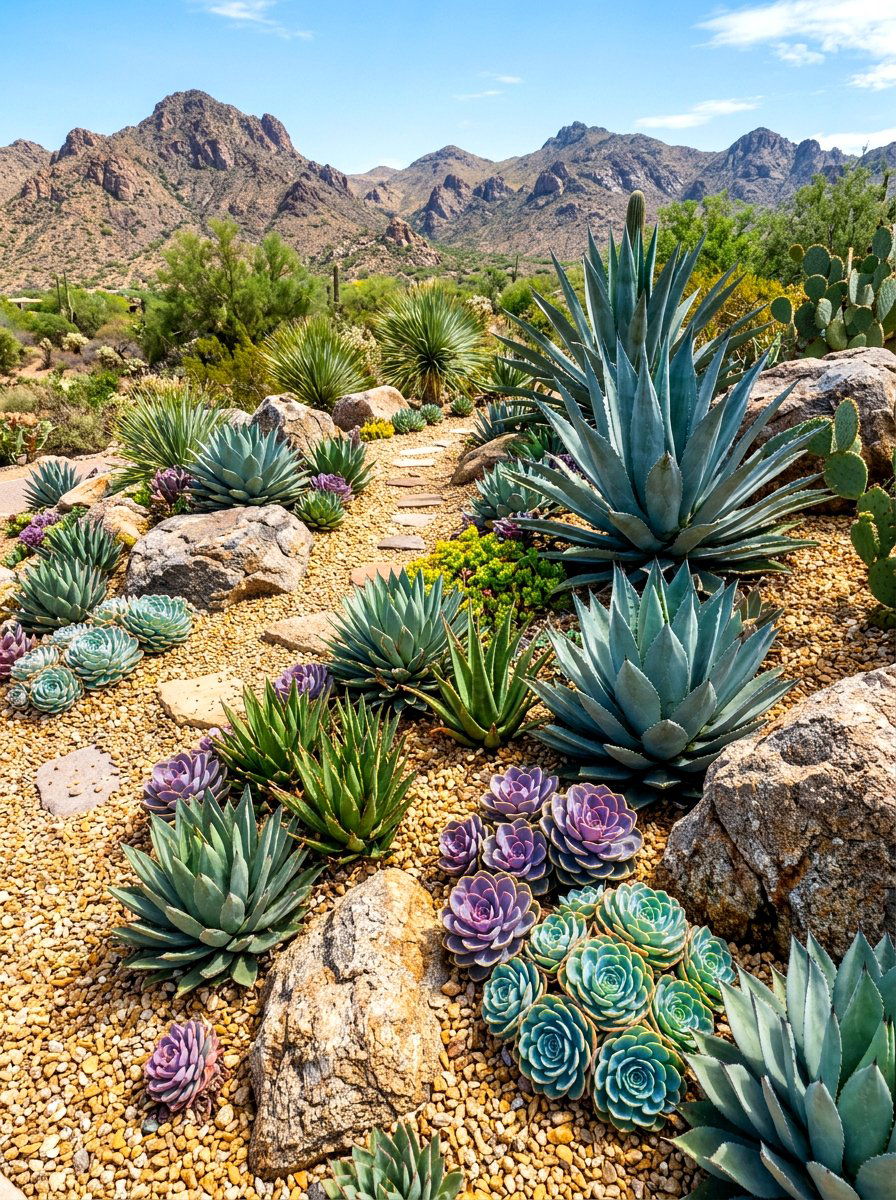 Succulent Rock Garden - 30 xeriscape garden ideas