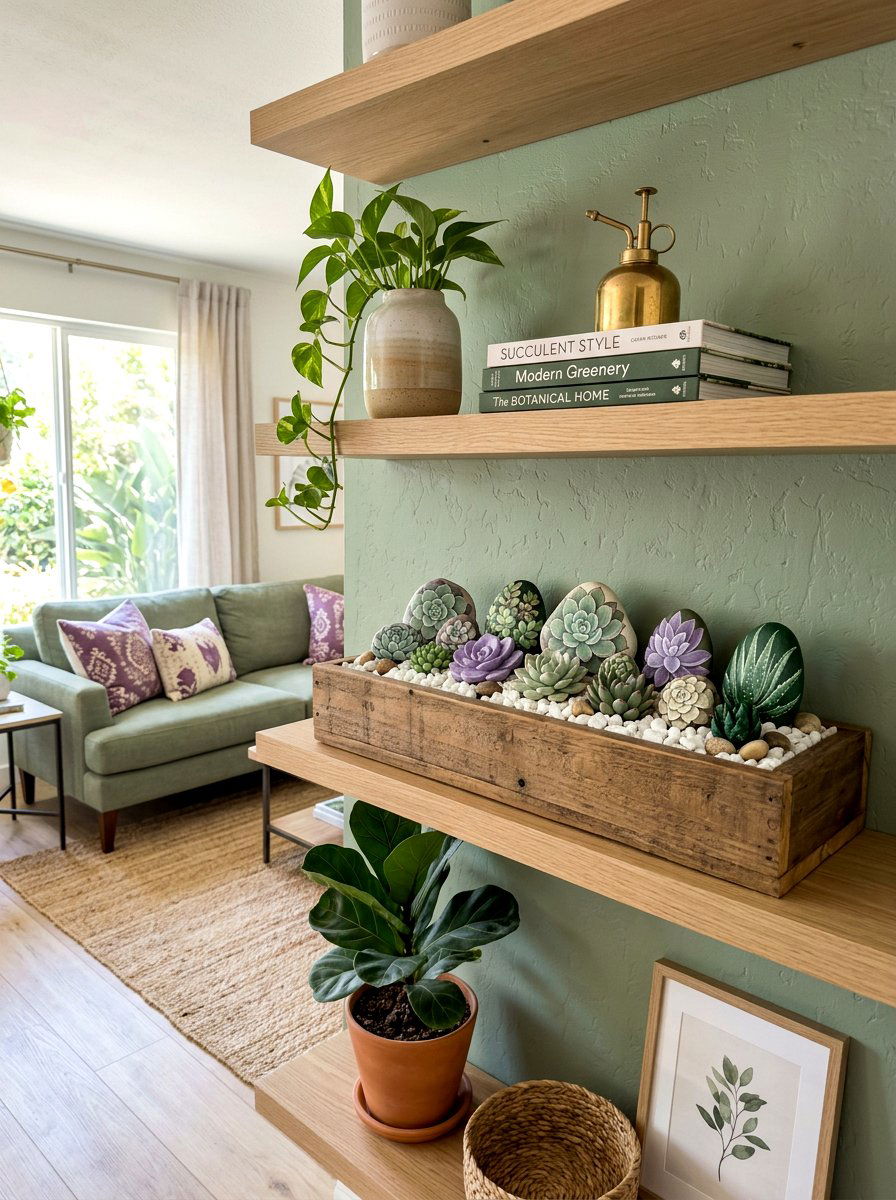 Succulent Rock Painting - 30 painted rock ideas