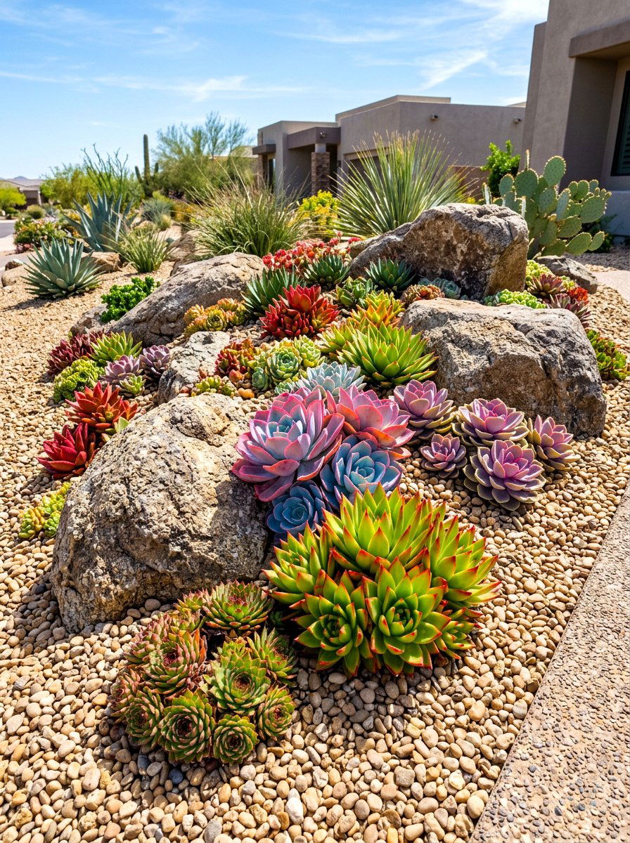 Succulent Rockery - 30 healing backyard garden ideas