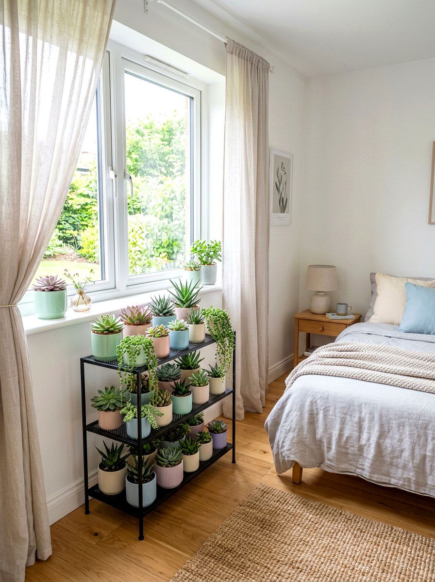 Succulent Stand Bedroom Corner - 30 bedroom plant corner ideas