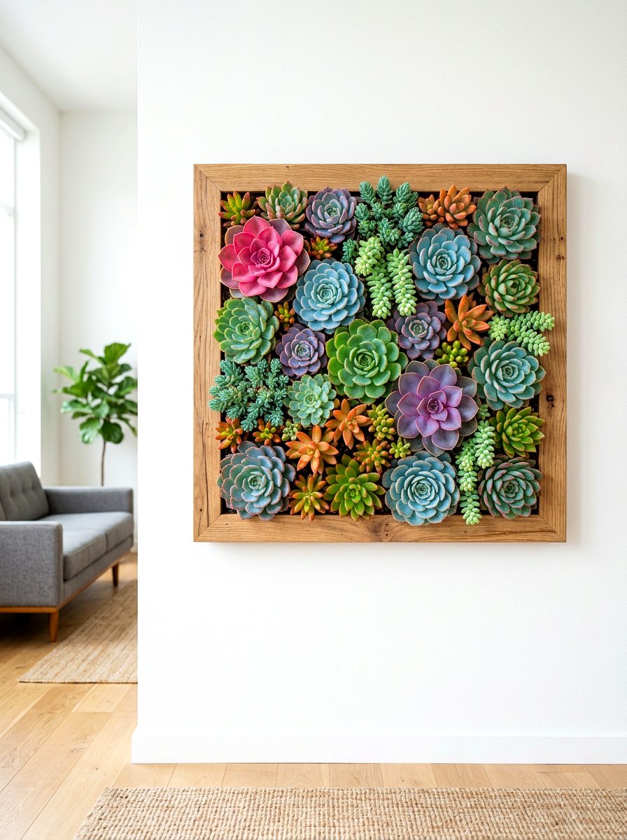 Succulent Wall Frame - 30 wall planter ideas