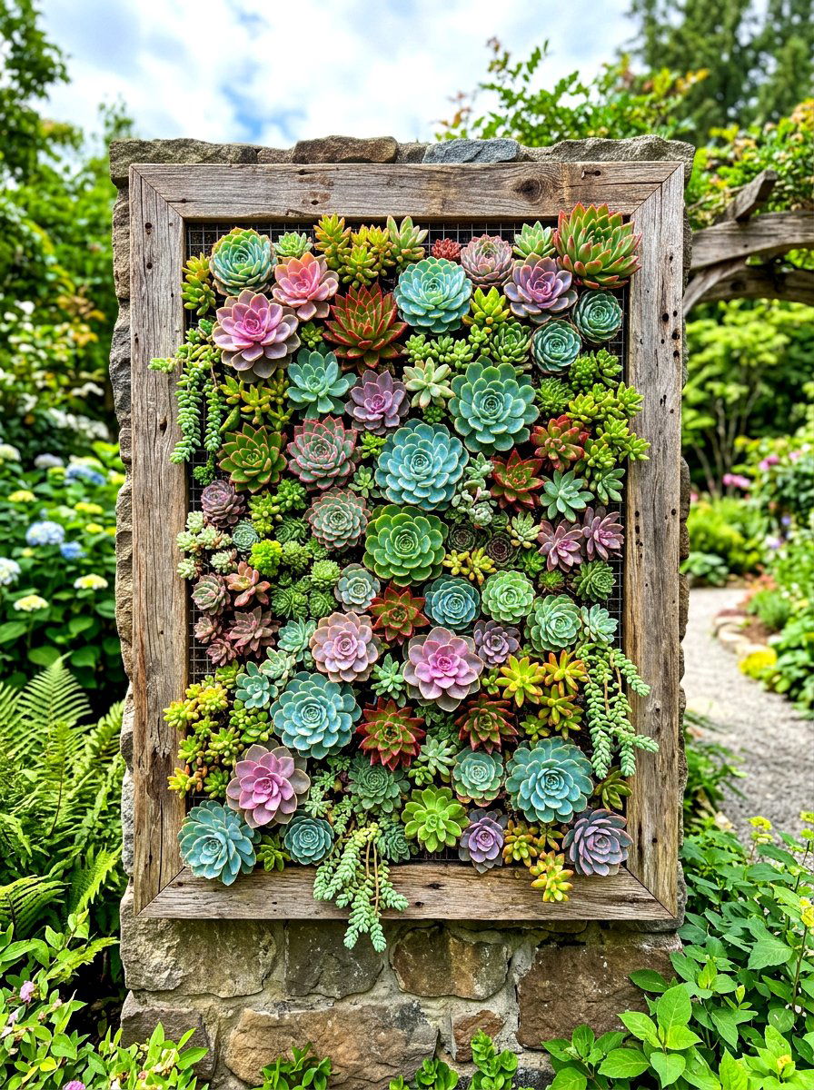 Succulent Wall Garden - 30 narrow garden ideas