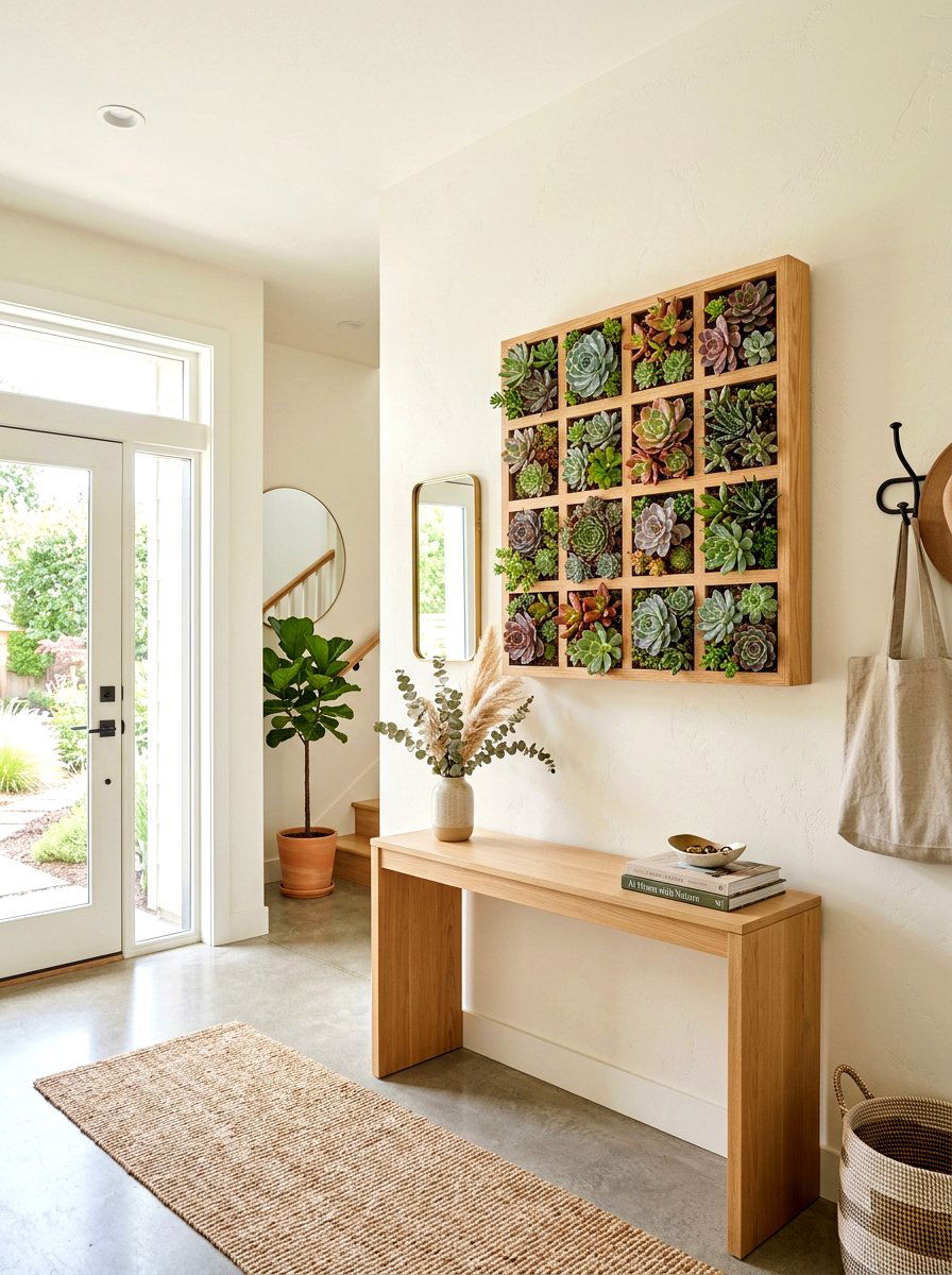 Succulent Wall Hanging - 30 green wall ideas