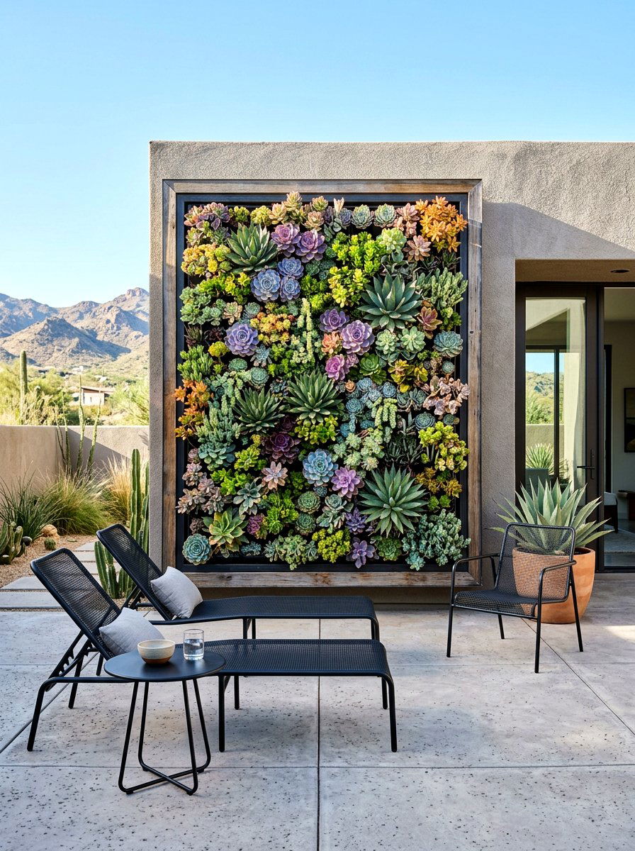 Succulent Wall Planter - 30 living privacy wall ideas